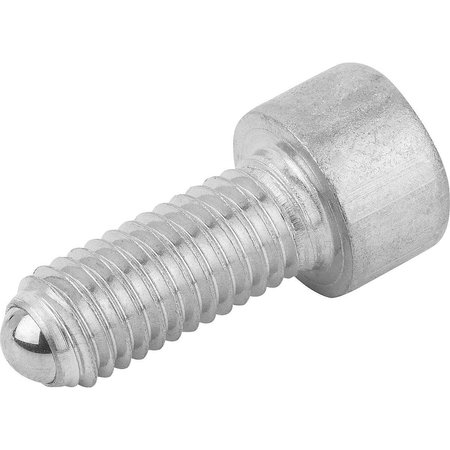 KIPP Ball-End Thrust Screw W Head, Form:A With Full Ball, M12, L=52, Stainless Bright, Comp:Stainless K0381.11250